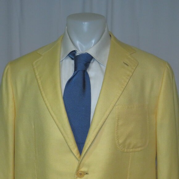 Tincati x Partenopea Bespoke Yellow Weave Cashmere Two Button Sport Coat 44L - Picture 3 of 15